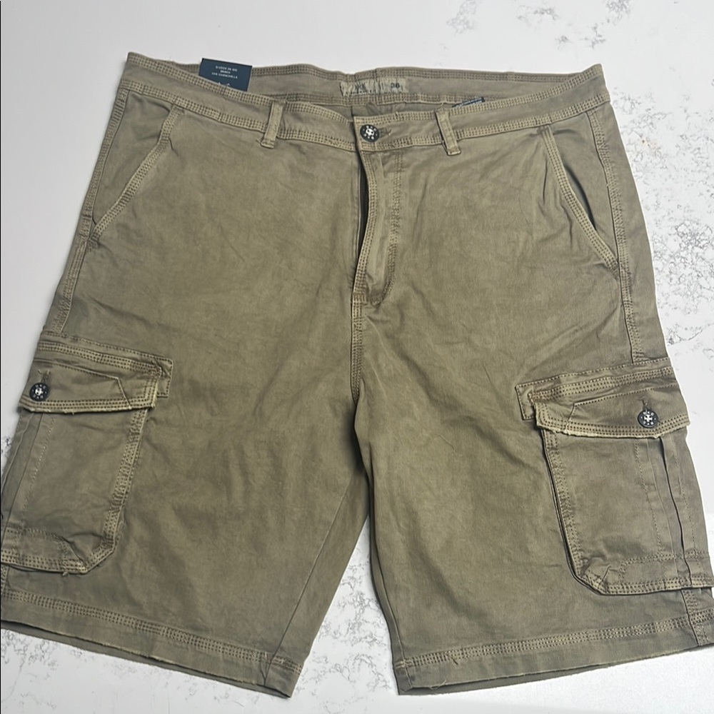 Buckle Tan Cargo Shorts Utility Design